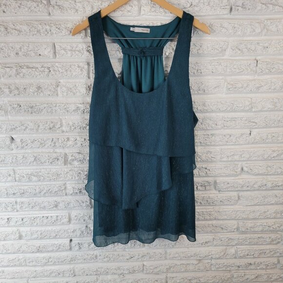 Maurices Womens Top 2 2X Plus Tank Tunic Green Sparkle Metallic Party GRE14E - Picture 1 of 10